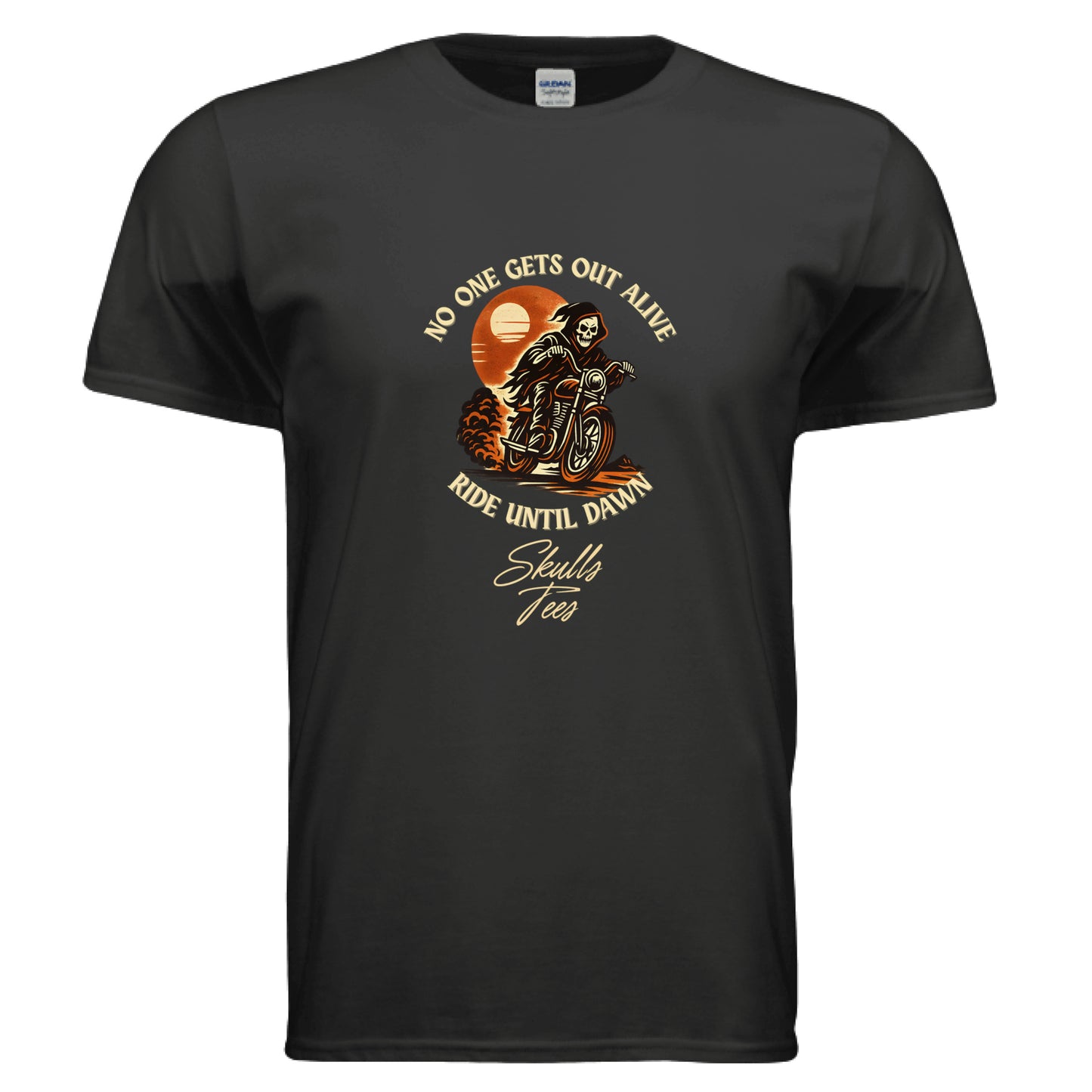 Skeleton biker no one gets out ride tee