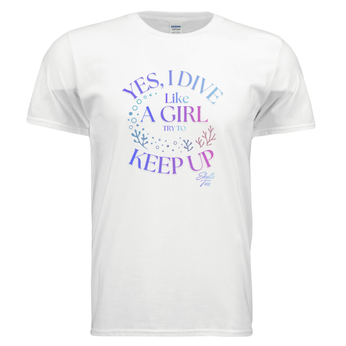 Female diver silhouette dive like a girl graphic tee