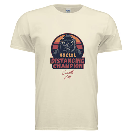 Off White - Social distancing champion scuba diver graphic tee