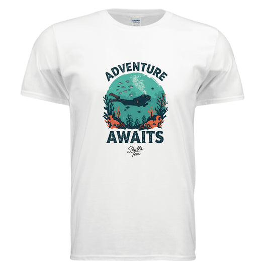 Adventure Awaits Tee White