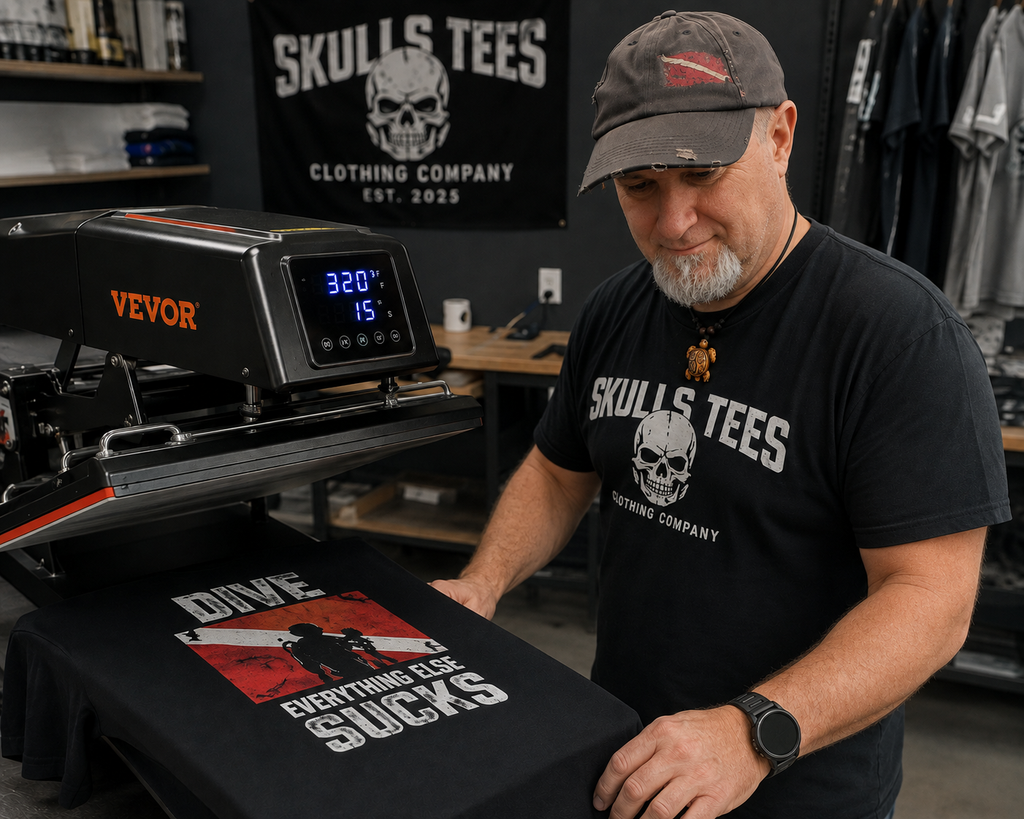 Keith Derington working with apparel production equipment